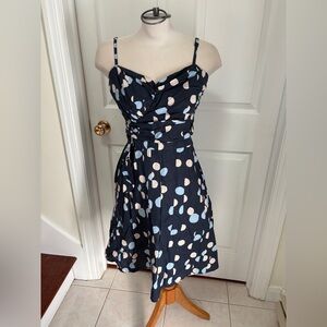 H&M Navy Blue Polka Dot Midi Dress